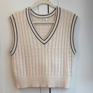 Cream Cable Knit V-Neck Sweater Vest
